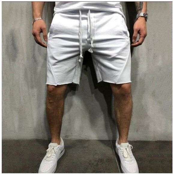 Top Spot Apparel Other - Men's White Large Gym Workout Jersey Knit Shorts
